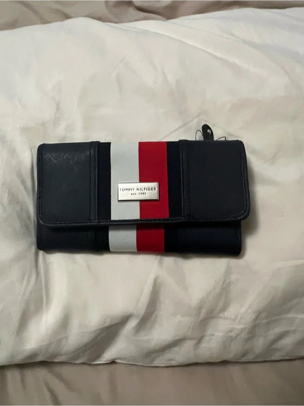 Tommy Hilfiger Navy Wallet with Red & White Center Stripe